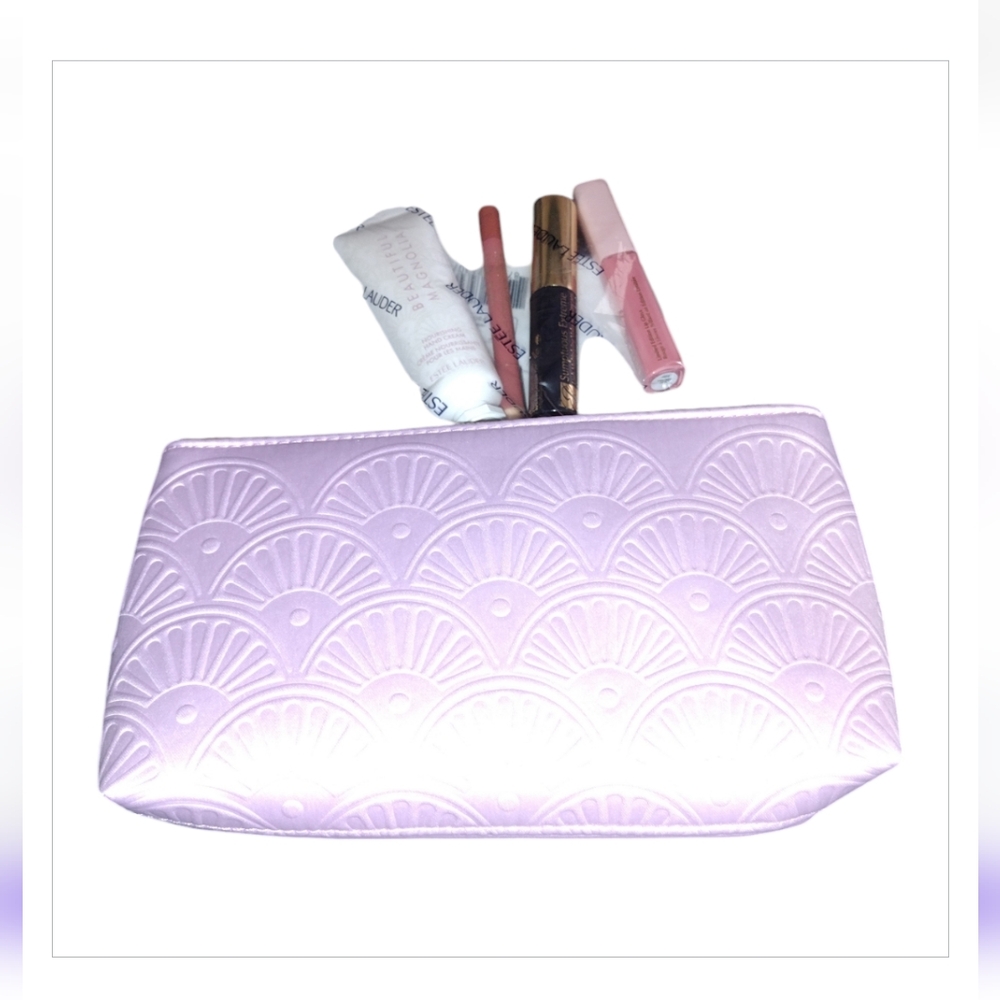 Estee Lauder Lipgloss Mascara Lip Pencil Lilac Make-up Bag 7 Piece Gift